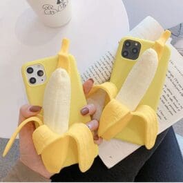 yellow color Unzip Banana Silicone Phone Case for iPhone – Fun & Protective Design