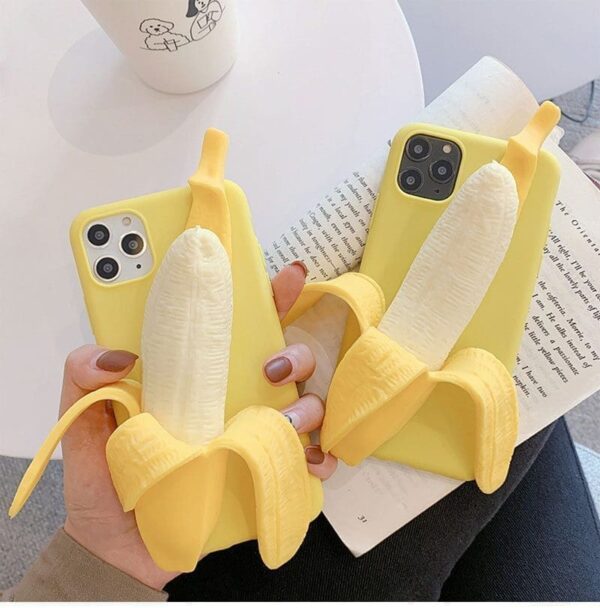 yellow color Unzip Banana Silicone Phone Case for iPhone – Fun & Protective Design