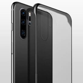 Huawei P30 Pro Mobile Phone Case in black, showcasing its slim design and precise cutouts for camera and ports.