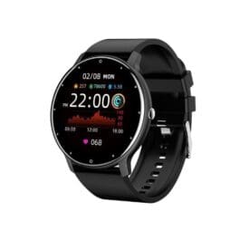 a black Sports Partner Smartwatch with Weather, Heart Rate & Blood Pressure Features