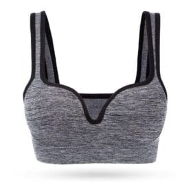 Comfortable Ladies Sports Bra - Grey Seamless Wireless Bra with Wide Straps