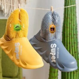 Colorful Cozy Home Slippers with EVA waterproof soles and warm plush lining, ideal for comfortable indoor wear