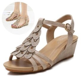 Boho chic women's sandals featuring a stylish buckle and strap for a fashionable summer look.