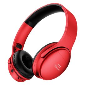 red color Bluetooth wireless H1 headphones with a microphone