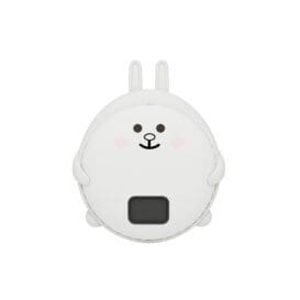 Cute animal face hand warmer power bank with digital display.