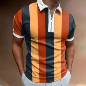 Men’s POLO Shirt Striped Printed Short Sleeve T-Shirt