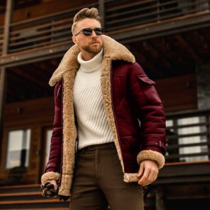 Warm Military-Style Men's Winter Jacket with Fur Collar