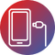 A red and blue circle containing a smartphone, illustrating the theme of smartphone accessories in a striking visual.