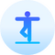 A blue icon featuring a man with sports activity, illustrating the blend of yoga and sports in an active lifestyle